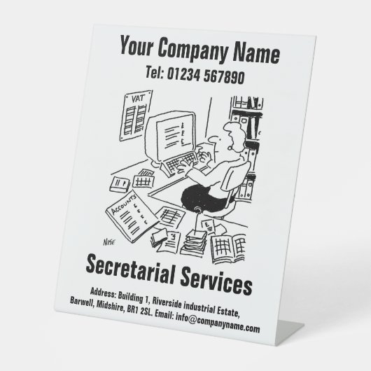 secretariaatsbureau Kantoor Reclamebord Met Voetstuk (Voorkant)