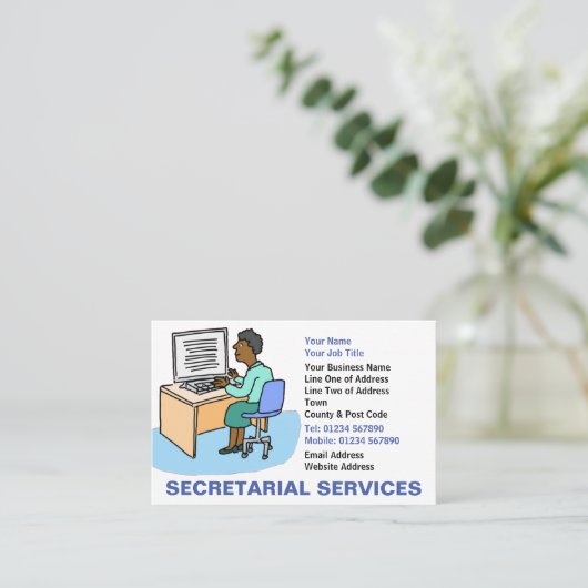 Secretariële diensten van Black Vrouw Visitekaartje (Staand voorkant)