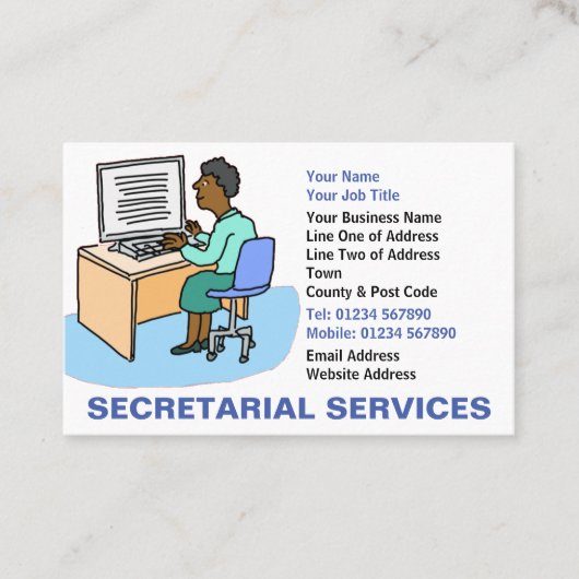 Secretariële diensten van Black Vrouw Visitekaartje (Voorkant)