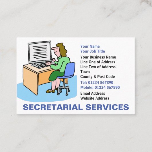 Secretariële diensten visitekaartje (Voorkant)