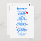 Secretaris bedankt briefkaart (Voorkant / Achterkant)