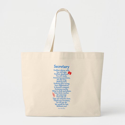 Secretaris bedankt grote tote bag (Voorkant)