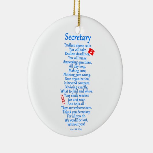 Secretaris bedankt keramisch ornament (Rechts)