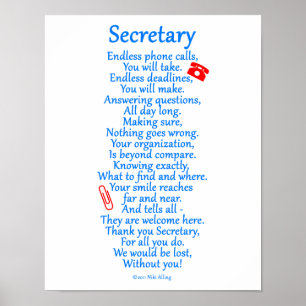 Secretaris bedankt poster