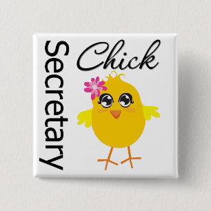 Secretaris Chick Vierkante Button 5,1 Cm