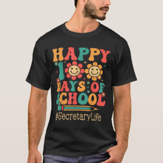 Secretaris Happy 100th Day of School Groovy Apprec T-shirt