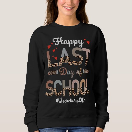 Secretaris Happy Laatste Dag van School Leopard Trui (Voorkant)