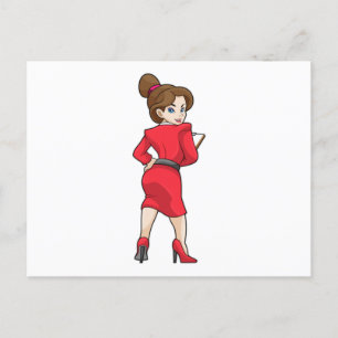 Secretaris in het dres met hoge hakken briefkaart