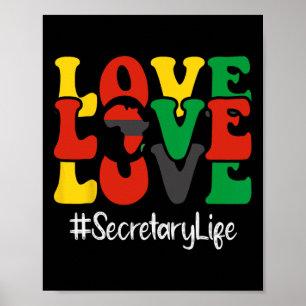 Secretaris Love Afro-Amerikaanse vrouwen Zwarte Hi Poster