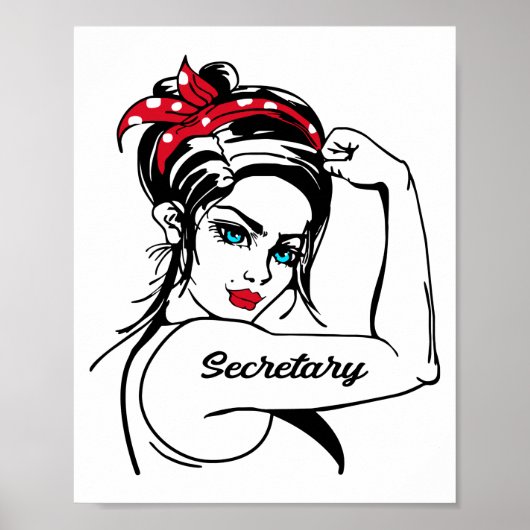 Secretaris Rosie De Riveter Pin Up Poster (Voorkant)