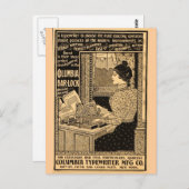 Secretaris van 1890 bij Typewriter Briefkaart (Voorkant / Achterkant)