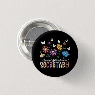 Secretaris van het schoolbezoek Wildflowers Groovy Ronde Button 3,2 Cm