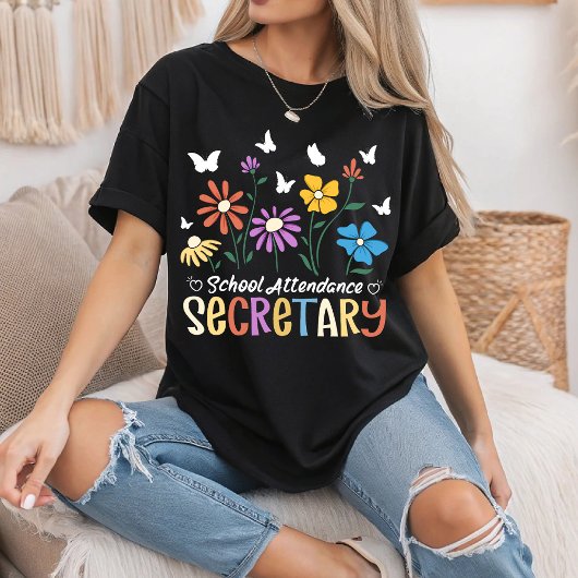 Secretaris van het schoolbezoek Wildflowers Groovy T-shirt