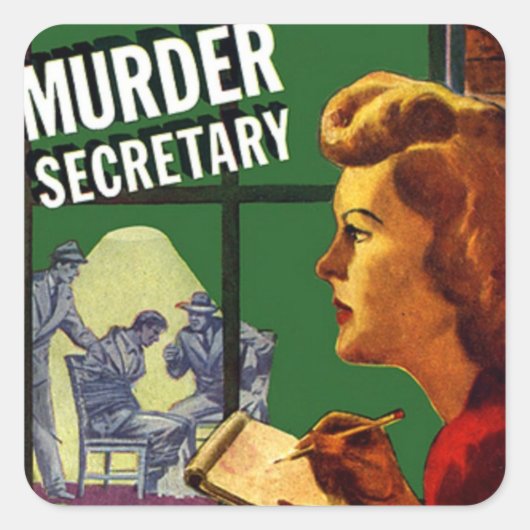 Secretaris van Murder Vierkante Sticker (Voorkant)