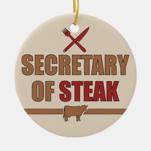 Secretaris van Steak Keramisch Ornament (Voorkant)