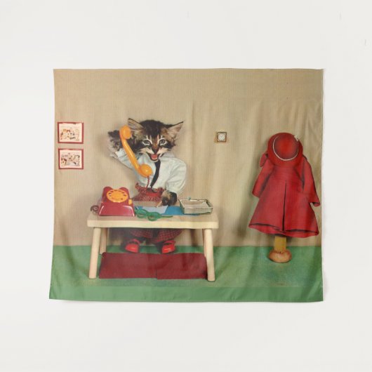 secretaris van tabby kitten wandkleed (Voorkant (horizontaal))