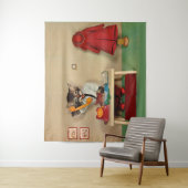 secretaris van tabby kitten wandkleed (In situ)