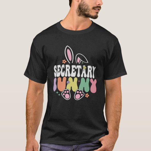 Secretary Bunny  Easter Day Groovy Family Matching T-shirt (Voorkant)