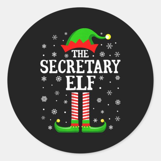 Secretary Elf Funny Christmas Family Matching  Ronde Sticker (Voorkant)