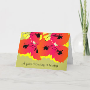 Secretary Retirement Card Bright Flowers Design Kaart