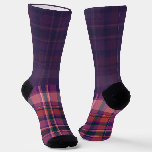 Secretly Wild dark purple plaid Sokken (Gebogen)