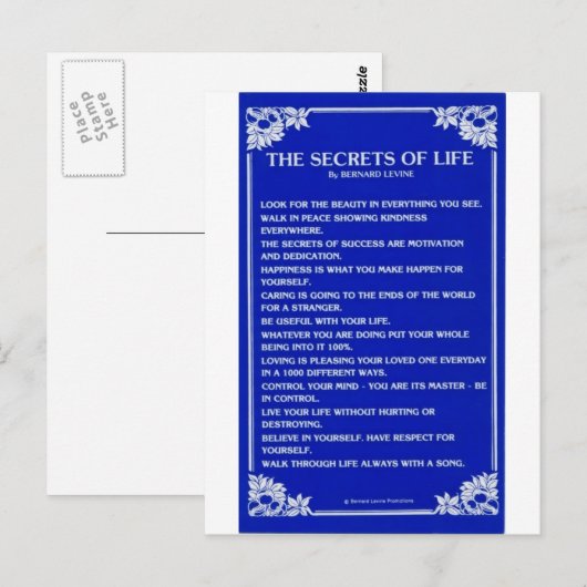 SECRETS OF LIFE BEROEMD GEMAAKT DOOR BERNARD LEVIN BRIEFKAART (Voorkant / Achterkant)