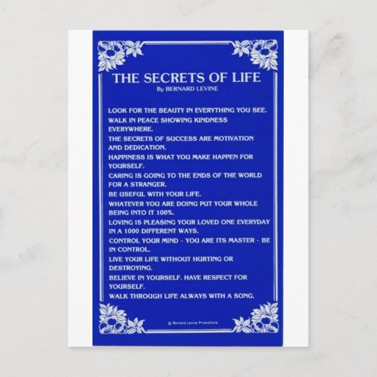 SECRETS OF LIFE BEROEMD GEMAAKT DOOR BERNARD LEVIN BRIEFKAART (Voorkant)