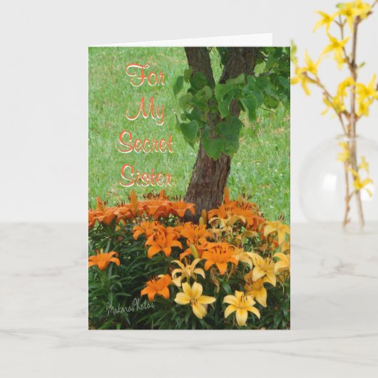 SecretSister of om het even welke gelegenheid-pas  Kaart (Gele Bloem)