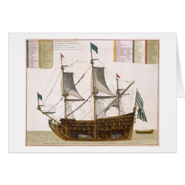 Sectie door een Frans eersteklas schip van 104 ca (Voorkant Horizontaal)