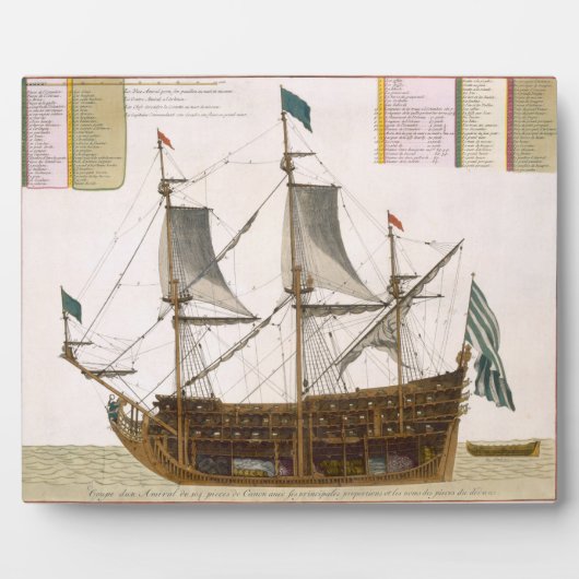 Sectie door een Frans eersteklas schip van 104 ca Fotoplaat (Voorkant)