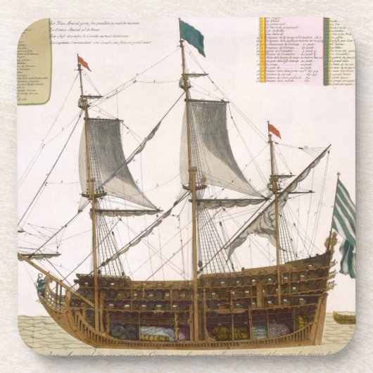 Sectie door een Frans eersteklas schip van 104 ca Onderzetter (Voorkant)