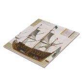 Sectie door een Frans eersteklas schip van 104 ca Tegeltje (Zijkant)