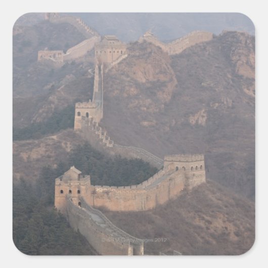 Sectie Jinshanling, Grote Muur China Vierkante Sticker (Voorkant)