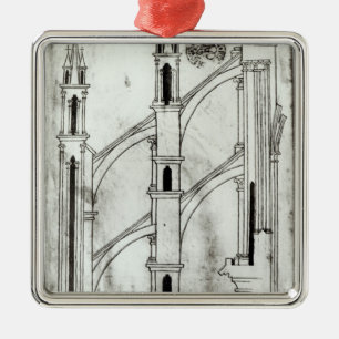 Sectie van de wand en de boog metalen ornament