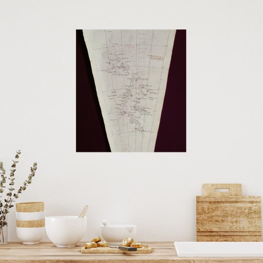 Sectie van Map van Ross Island naar Zuidpool Poster (Keuken)