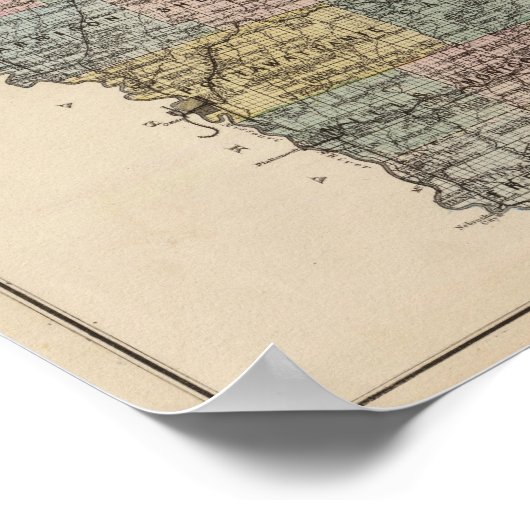 Sectionele kaart van Iowa Poster (Hoek)