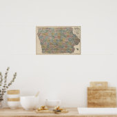 Sectionele kaart van Iowa Poster (Keuken)