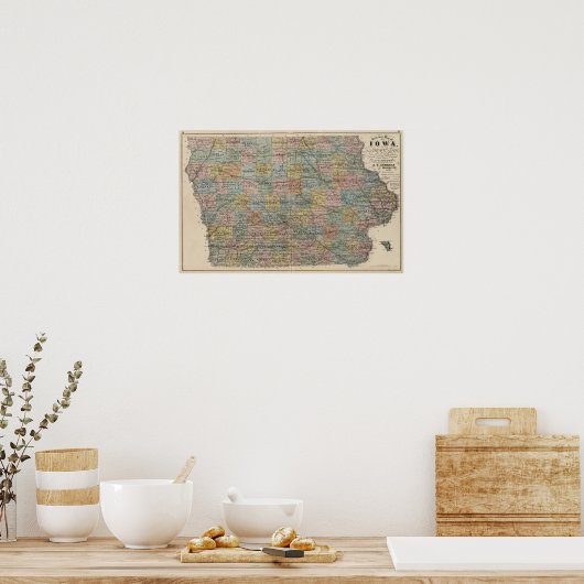 Sectionele kaart van Iowa Poster (Keuken)