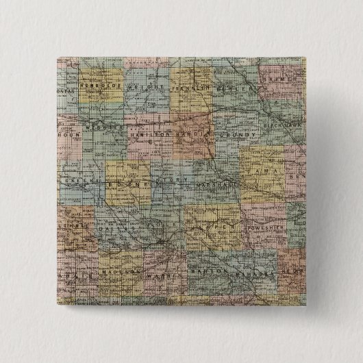 Sectionele kaart van Iowa Vierkante Button 5,1 Cm (Voorkant)