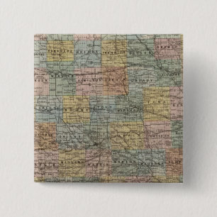 Sectionele kaart van Iowa Vierkante Button 5,1 Cm