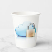 Secure Cloud Storage Icon with Padlock Papieren Bekers (Voorkant)