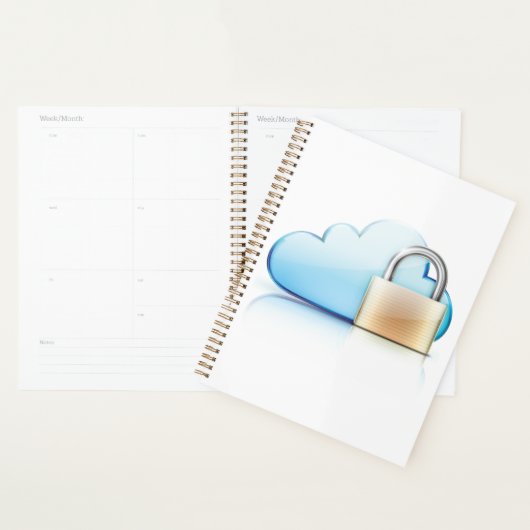 Secure Cloud Storage Icon with Padlock Planner (Display)