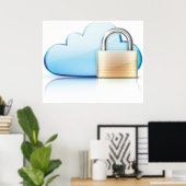 Secure Cloud Storage Icon with Padlock Poster (Thuiskantoor)