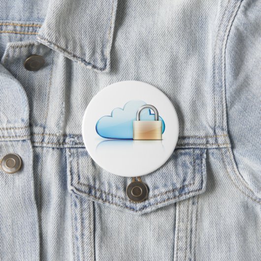 Secure Cloud Storage Icon with Padlock Ronde Button 7,6 Cm (In situ)