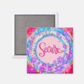 Secure Pink  Fun Floral Inspirivity Magneet (Voorkant / Achterkant)