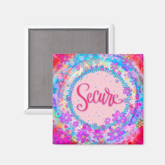 Secure Pink  Fun Floral Inspirivity Magneet (Voorkant / Achterkant)