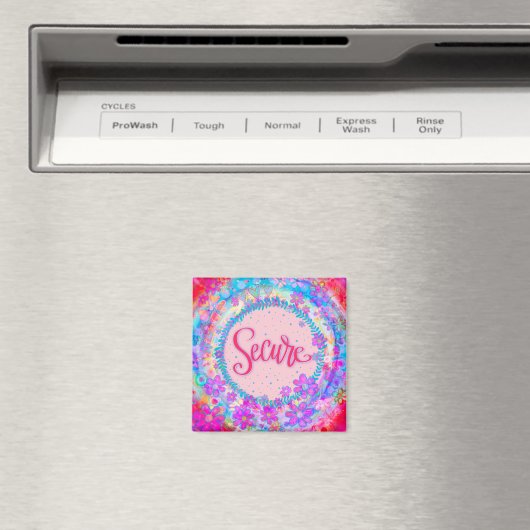 Secure Pink  Fun Floral Inspirivity Magneet (Insitu (Vaatwasser))