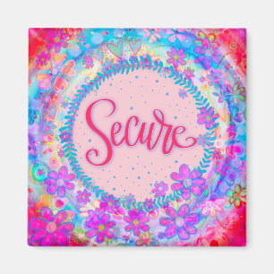 Secure Pink  Fun Floral Inspirivity Magneet