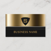 Security Bodyguard Gold Shield Monogram Modern Visitekaartje (Voorkant)