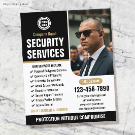 Security Bodyguard Services Bedrijfslogo Goud Flyer